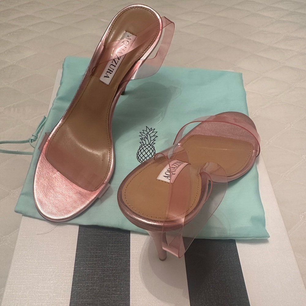 New Aquazurra So Nude Pink PVC Plexi Stiletto - Picture 3 of 4